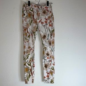 7 For All Mankind Skinny Ripped Jeans w Flower Print